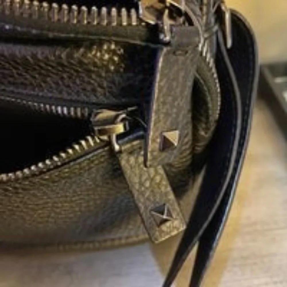 Valentino Black Noir Pebble Leather Rockstud Crossbody